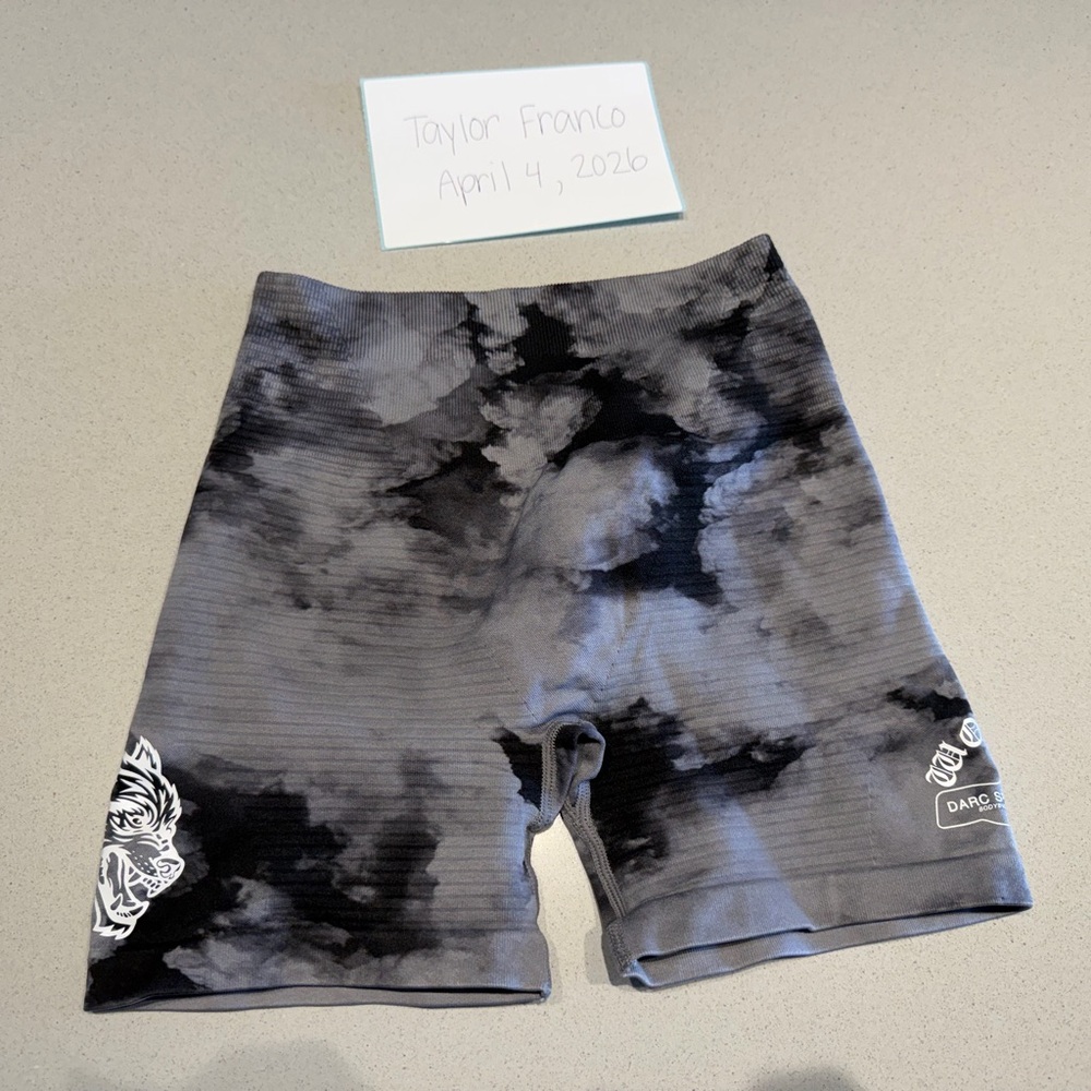DARC SPORT SHE Gray Tie-Dye Athletic Shorts with Wolf Logo - Picture 2 of 3